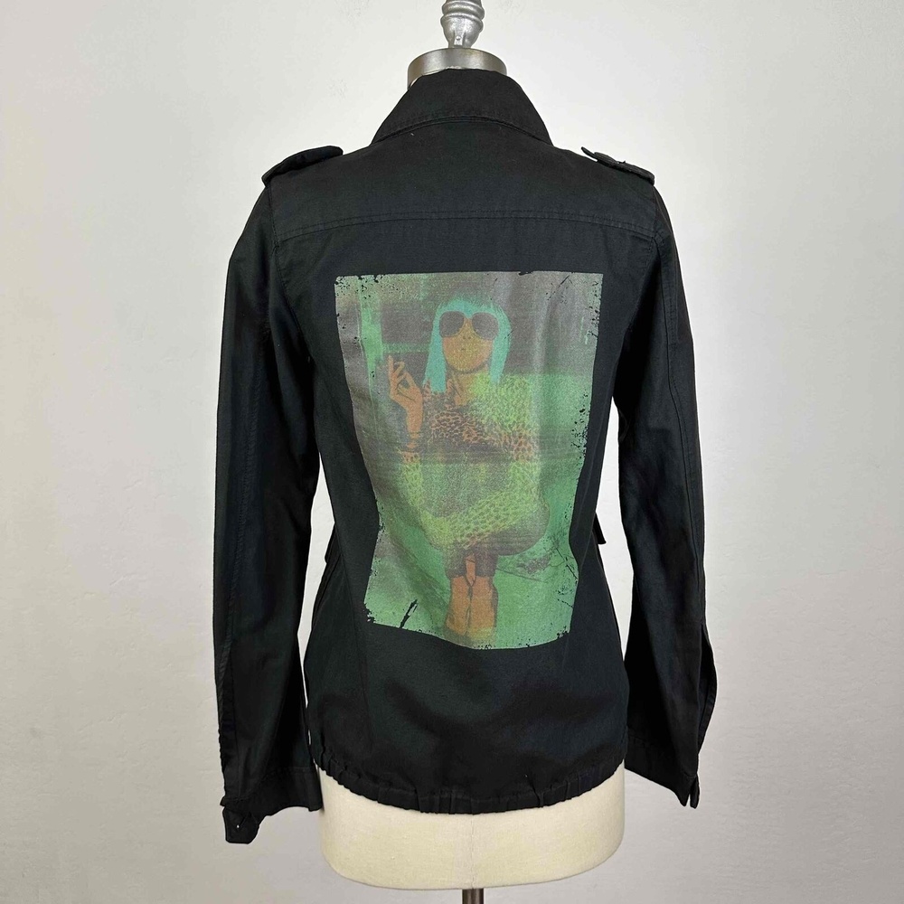Sly Glamour Graphic Print Military Casual Jacket